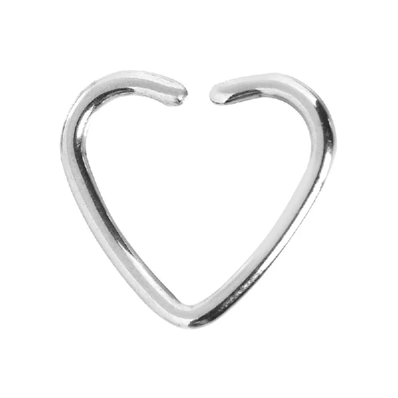 Women's Earrings – Elegant Designs for Every Personality--16 Gauge Stainless Steel Hollow Heart Daith Dartilage Closure Ring