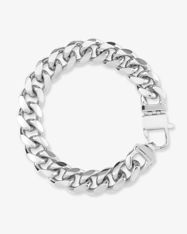 Men's Custom Leather Bracelets-Julian Cuban Chain Bracelet 10.8mm - Silver