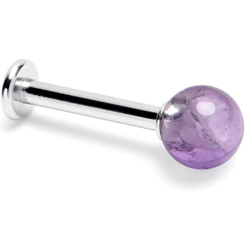 Lip Rings with Dazzling Designs14 Gauge 3/8 Amethyst Natural Stone Labret Tragus Earring