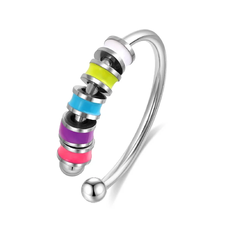 Chic Women's Rings for Fashion-Forward Looks-Colorful Beaded Fidget Ring