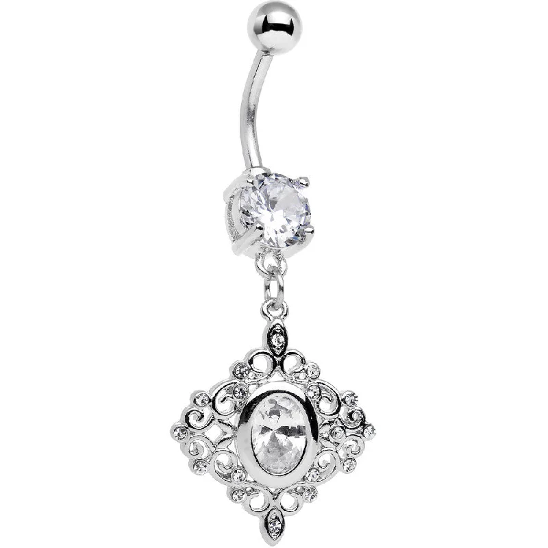 Elegant Belly Rings for Timeless Fashion -Clear CZ Gem Elegant Beauty Diamond Dangle Belly Ring Elegant Belly Rings for Timeless Fashion -Clear CZ Gem Elegant Beauty Diamond Dangle Belly Ring