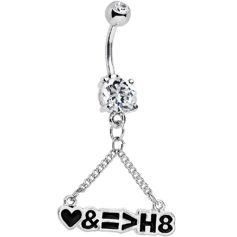 Beautiful Belly Rings for Timeless Looks -Clear Gem Love and Equality Over Hate Banner Heart Dangle Belly Ring Beautiful Belly Rings for Timeless Looks -Clear Gem Love and Equality Over Hate Banner Heart Dangle Belly Ring