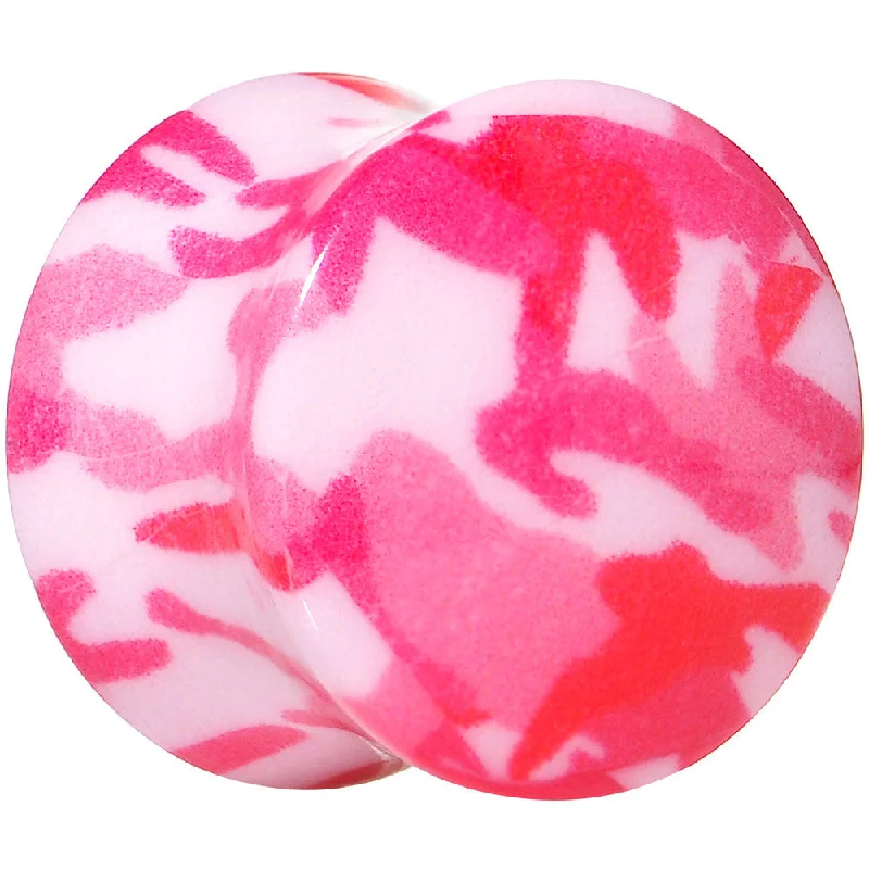 Women's Earrings – Elegant Designs for Every Personality--9/16 Pink Acrylic Take Cover Camouflage Double Flare Saddle Plug Women's Earrings – Elegant Designs for Every Personality--9/16 Pink Acrylic Take Cover Camouflage Double Flare Saddle Plug