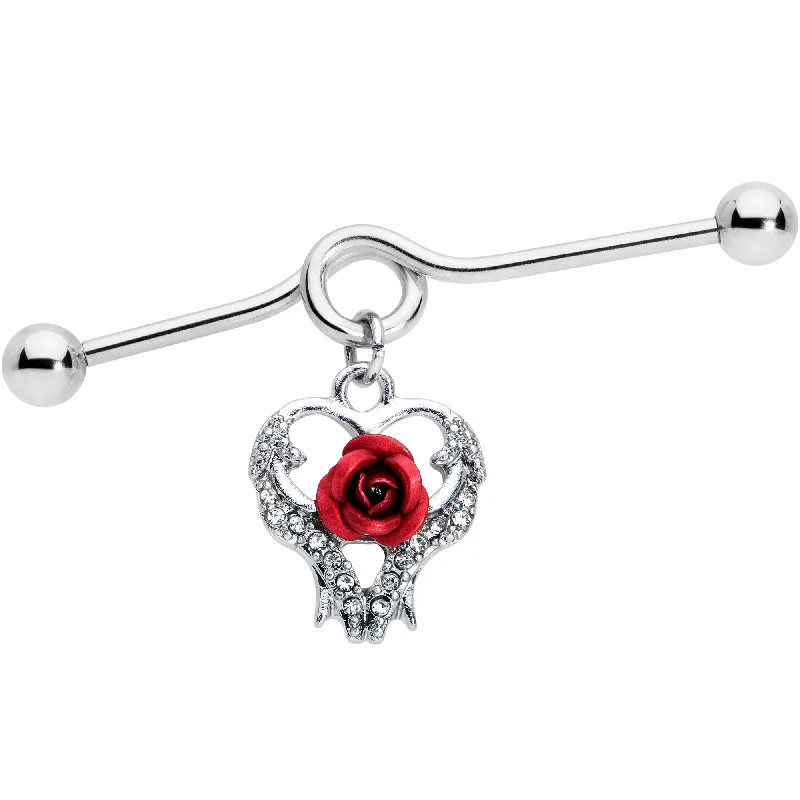 Women's Earrings – Elegant Designs for Every Personality--14 Gauge Heart Red Rose Flower Valentines Day Dangle Project Bar 38mm Women's Earrings – Elegant Designs for Every Personality--14 Gauge Heart Red Rose Flower Valentines Day Dangle Project Bar 38mm