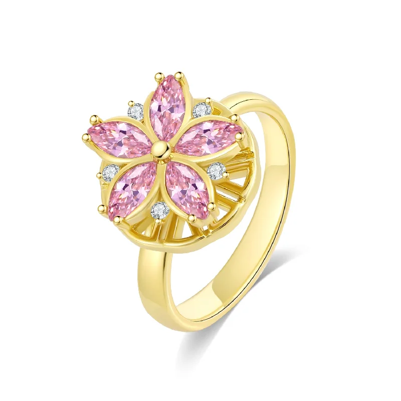 Chic Women's Rings for Fashion-Forward Looks-Gold Blossom Fidget Ring