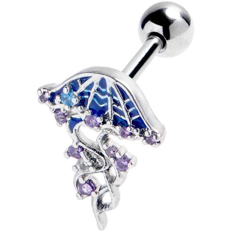 Women's Earrings – Elegant Designs for Every Personality--16 Gauge 1/4 Purple Blue Gem Jellyfish Blue Cartilage Tragus Earring Women's Earrings – Elegant Designs for Every Personality--16 Gauge 1/4 Purple Blue Gem Jellyfish Blue Cartilage Tragus Earring