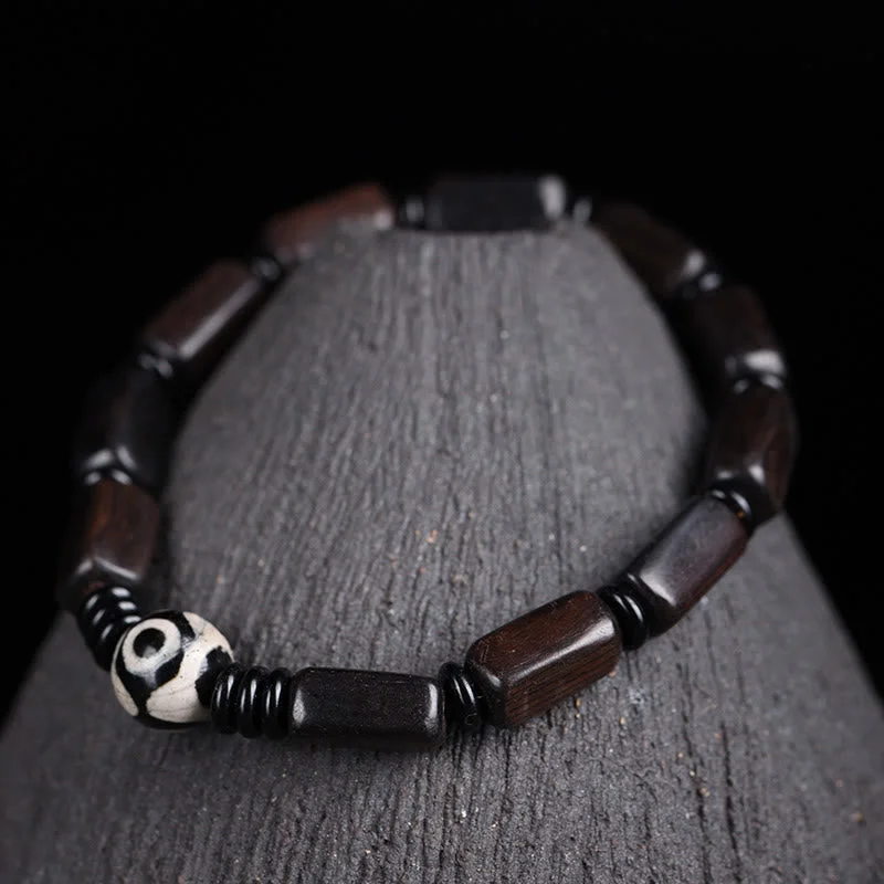 Bracelets with Black and Silver Accents for Men-Buddha Stones Ebony Wood Rectangular Beads Dzi Bead Balance Bracelet Bracelets with Black and Silver Accents for Men-Buddha Stones Ebony Wood Rectangular Beads Dzi Bead Balance Bracelet