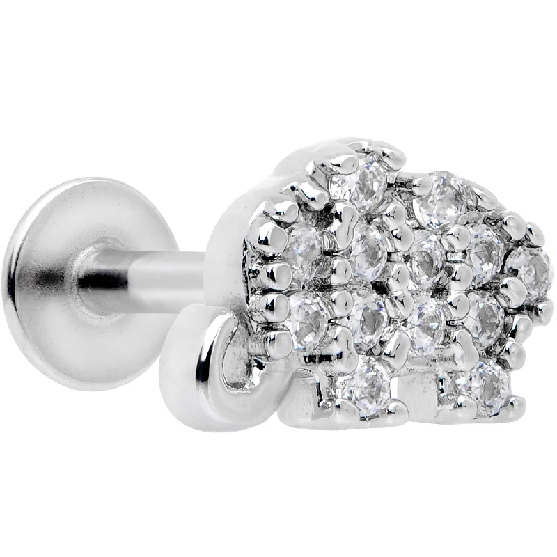 Stylish Lip Rings with Edgy Look16 Gauge 5/16 Clear CZ Gem Lucky Elephant Labret Moroe Tragus Stylish Lip Rings with Edgy Look16 Gauge 5/16 Clear CZ Gem Lucky Elephant Labret Moroe Tragus