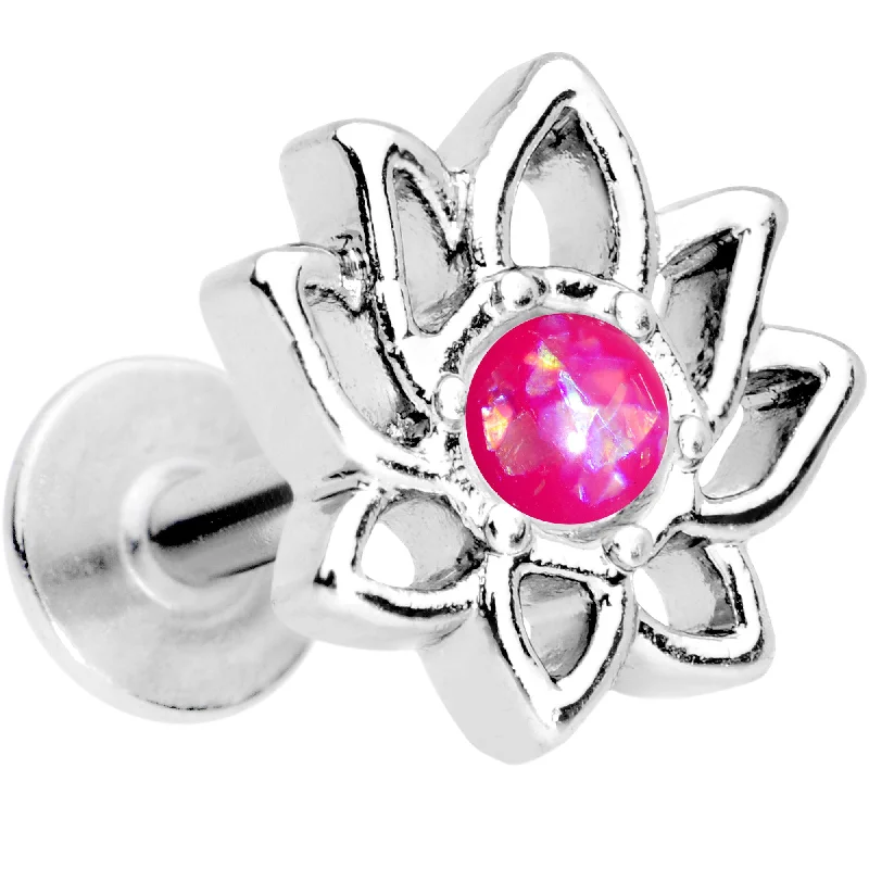 Women's Earrings – Elegant Designs for Every Personality--16 Gauge 1/4 Pink Faux Opal Lotus Flower Tragus Cartilage Earring Women's Earrings – Elegant Designs for Every Personality--16 Gauge 1/4 Pink Faux Opal Lotus Flower Tragus Cartilage Earring