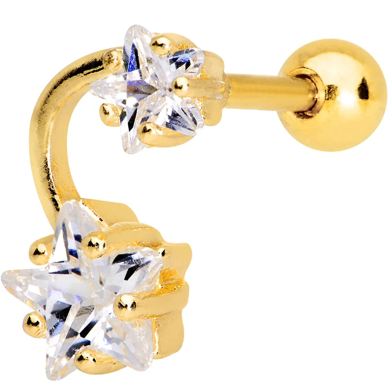 Women's Earrings – Elegant Designs for Every Personality--1/4 Clear CZ Gem Gold Tone Star System Cartilage Tragus Earring Women's Earrings – Elegant Designs for Every Personality--1/4 Clear CZ Gem Gold Tone Star System Cartilage Tragus Earring