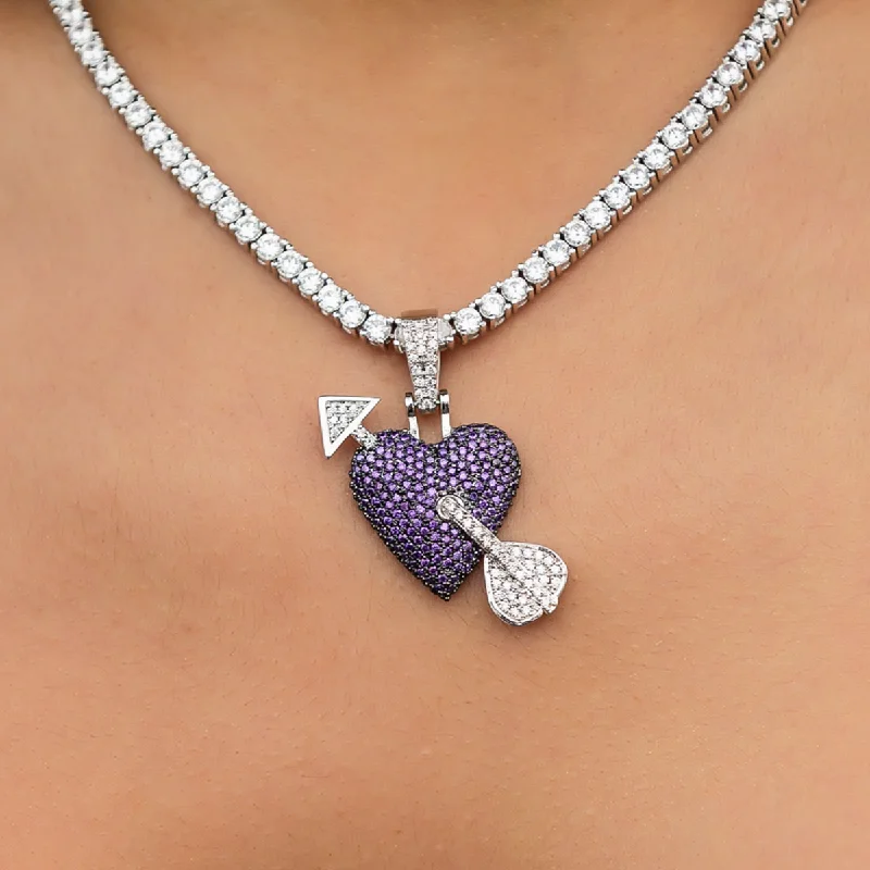 Shop Classic Women's  Necklaces & Pendants with a Modern Twist-Purple Heart Pendant in White Gold