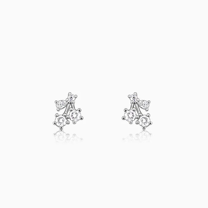 Women's Earrings – Elegant Designs for Every Personality--Silver Sparkling Floral Studs