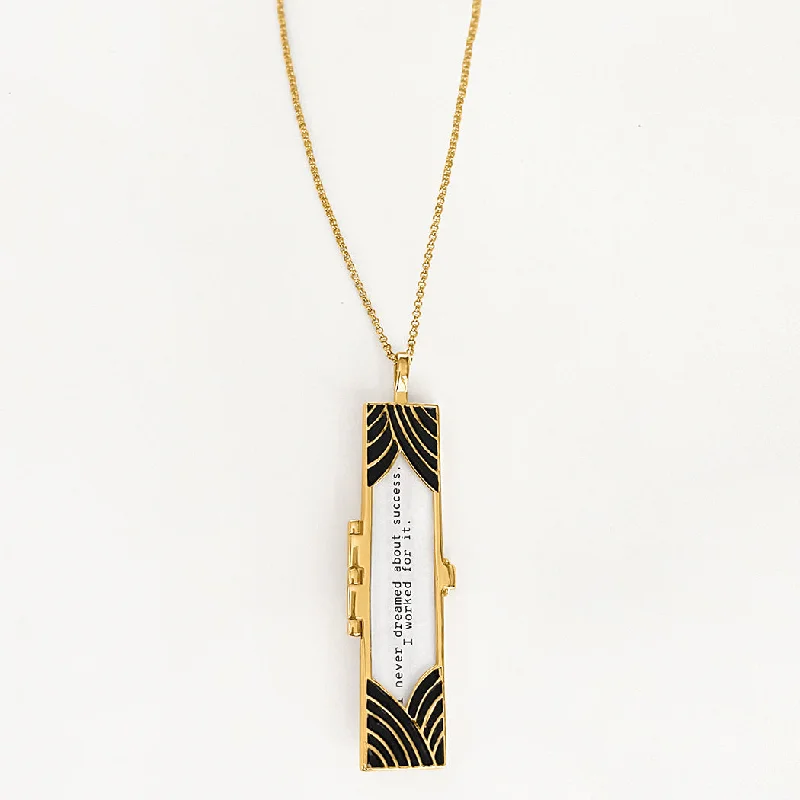 Shop Classic Women's  Necklaces & Pendants with a Modern Twist-Deco Fortune Locket (Onyx) - Gold