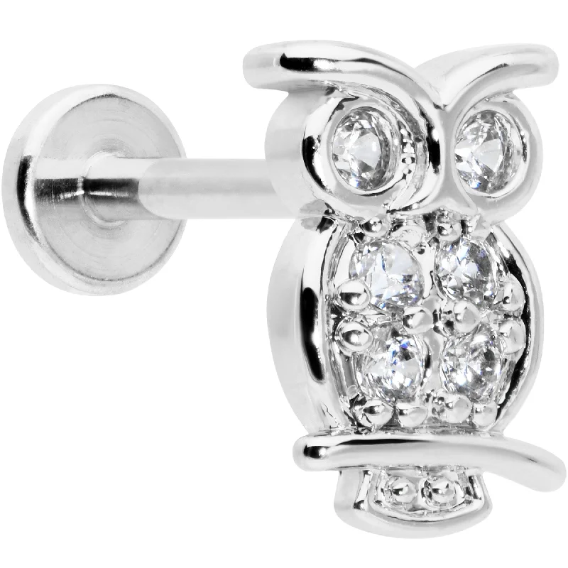 Lip Rings for Unique Fashion Statement16 Gauge 5/16 Clear CZ Gem Owl Internal Thread Labret Monroe Tragus Lip Rings for Unique Fashion Statement16 Gauge 5/16 Clear CZ Gem Owl Internal Thread Labret Monroe Tragus