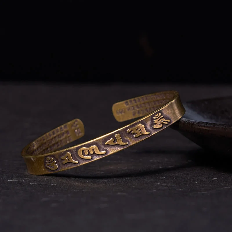 Men's Bracelets with Faux Leather Straps-Buddha Stones Six True Words 'om Mani Padme Hum' Heart Sutra Copper Brass Wisdom Peace Cuff Bracelet Bangle Men's Bracelets with Faux Leather Straps-Buddha Stones Six True Words 'om Mani Padme Hum' Heart Sutra Copper Brass Wisdom Peace Cuff Bracelet Bangle