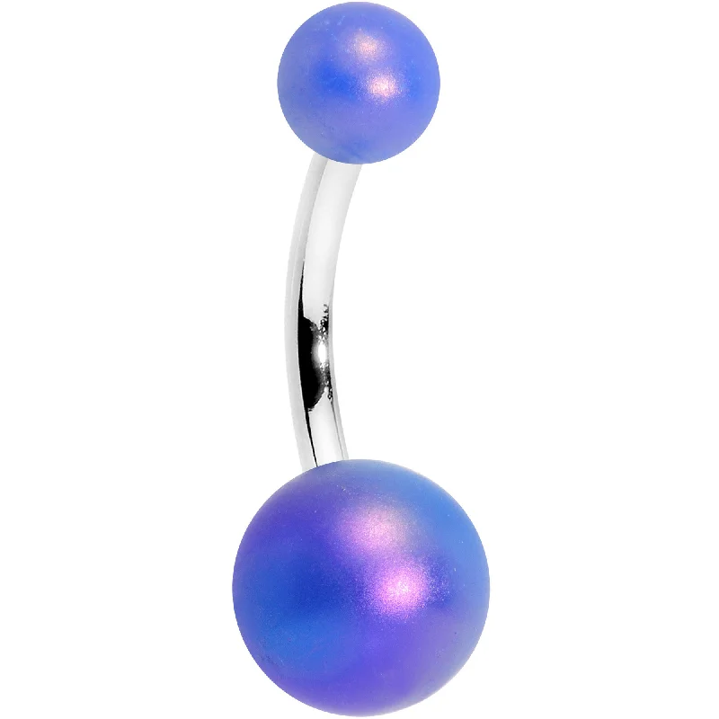 Gold Belly Rings for a Touch of Luxury -Blue Matte Finish Acrylic Ball Belly Ring
