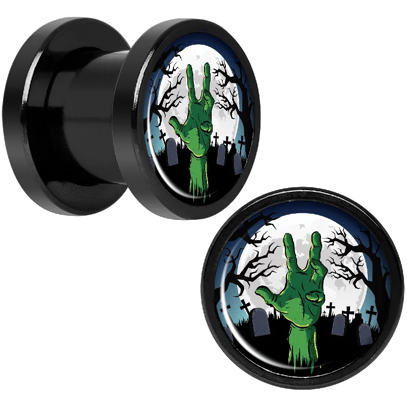 Women's Earrings – Elegant Designs for Every Personality--Cemetery Zombie Hand Halloween Black Anodized Plug Set 0 Gauge Women's Earrings – Elegant Designs for Every Personality--Cemetery Zombie Hand Halloween Black Anodized Plug Set 0 Gauge