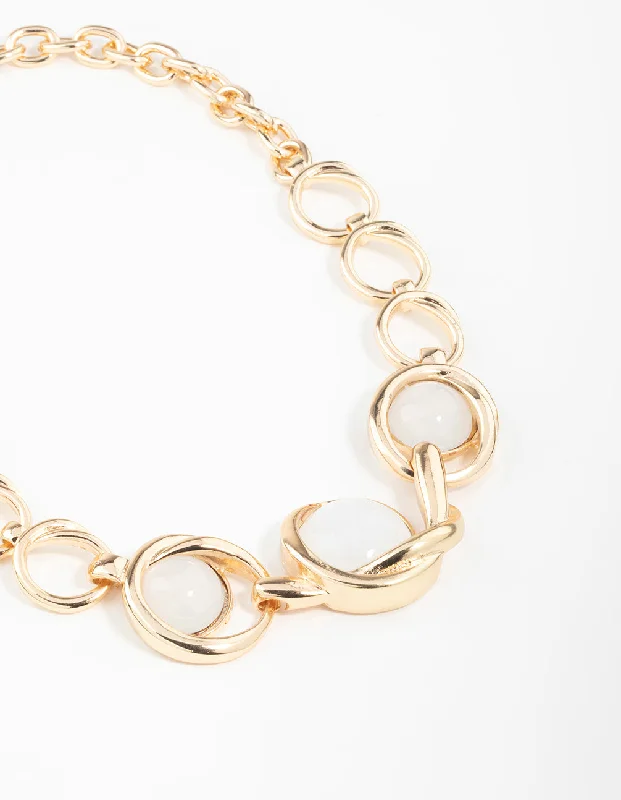 Shop Classic Women's  Necklaces & Pendants with a Modern Twist-Gold Chain Stone Necklace