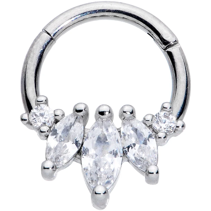 Nose Rings with Luxurious Designs -16 Gauge 5/16 Clear CZ Gem Circlet Hinged Segment Ring Nose Rings with Luxurious Designs -16 Gauge 5/16 Clear CZ Gem Circlet Hinged Segment Ring