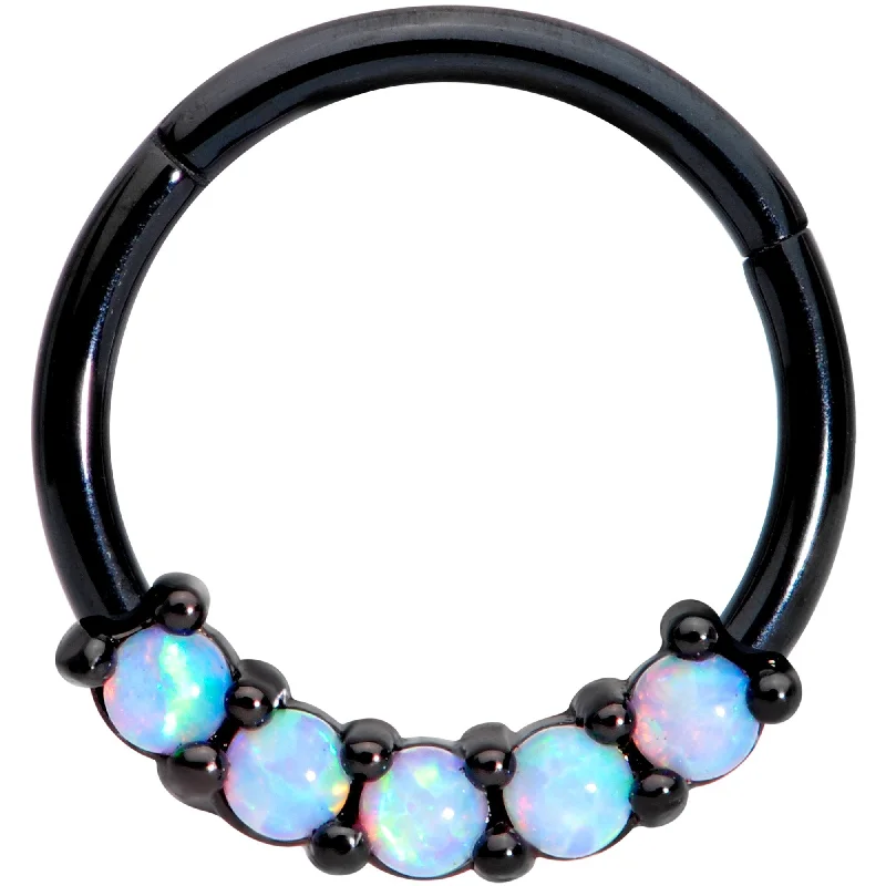Nose Rings for Creative Jewelry Styles -16 Gauge 3/8 Synthetic Opal Black Hinged Segment Ring Nose Rings for Creative Jewelry Styles -16 Gauge 3/8 Synthetic Opal Black Hinged Segment Ring