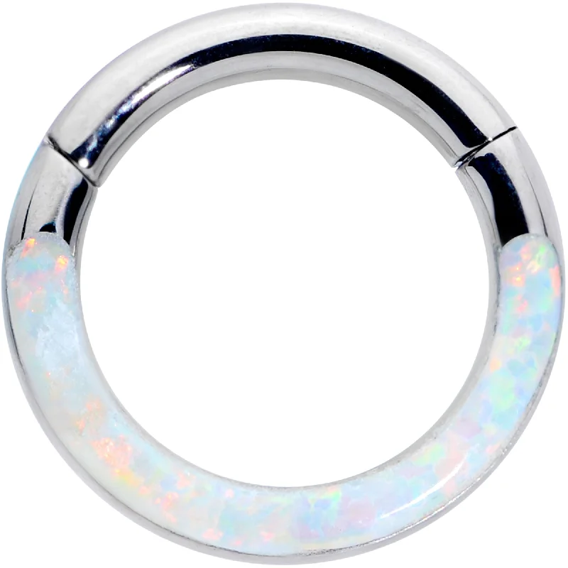 Women's Earrings – Elegant Designs for Every Personality--16 Gauge 1/4 White Synthetic Opal Implant Grade Titanium Segment Ring Women's Earrings – Elegant Designs for Every Personality--16 Gauge 1/4 White Synthetic Opal Implant Grade Titanium Segment Ring