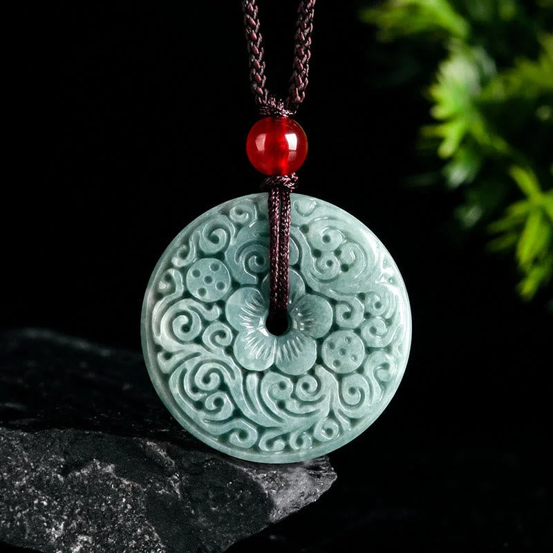 Shop Classic Women's Necklaces & Pendants with a Modern Twist-Buddha Stones Green Jade Flower Carved Peace Buckle Abundance Necklace Pendant Shop Classic Women's Necklaces & Pendants with a Modern Twist-Buddha Stones Green Jade Flower Carved Peace Buckle Abundance Necklace Pendant