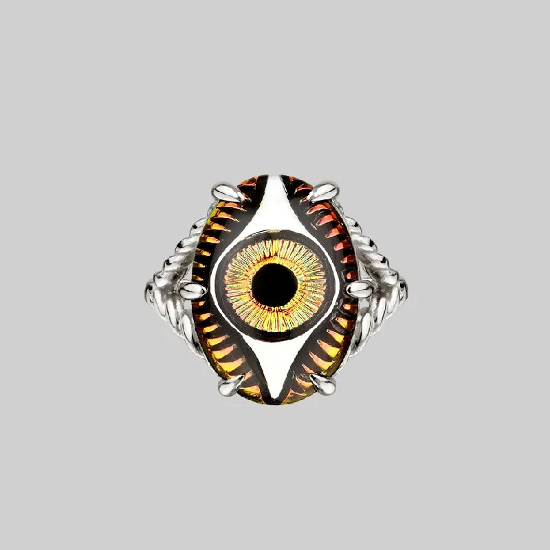 Chic Women's Rings for Fashion-Forward Looks-BEHOLD. Iridescent Glass Eye Ring - Silver Chic Women's Rings for Fashion-Forward Looks-BEHOLD. Iridescent Glass Eye Ring - Silver