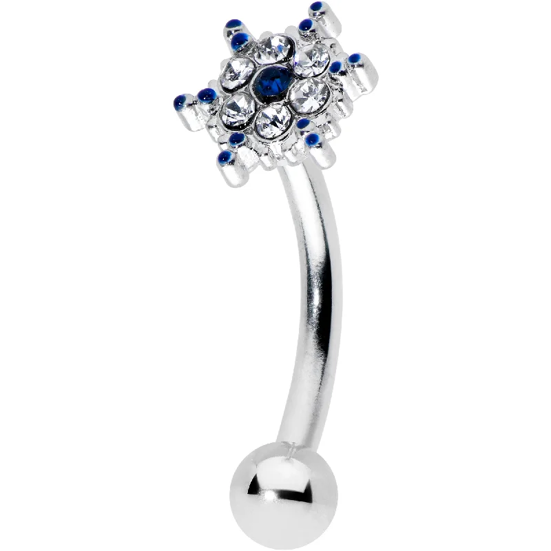 Women's Earrings – Elegant Designs for Every Personality--16 Gauge 5/16 Blue Gem Festive Snowflake Christmas Curved Eyebrow Ring Women's Earrings – Elegant Designs for Every Personality--16 Gauge 5/16 Blue Gem Festive Snowflake Christmas Curved Eyebrow Ring