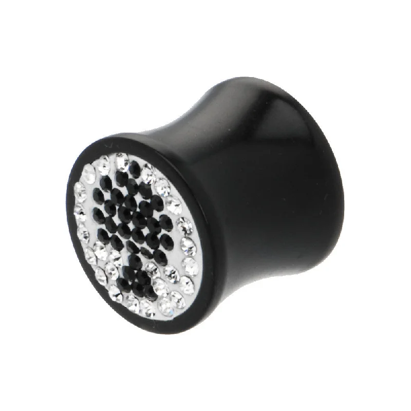 Women's Earrings – Elegant Designs for Every Personality--00 Gauge Crystal Black Spade Saddle Plug