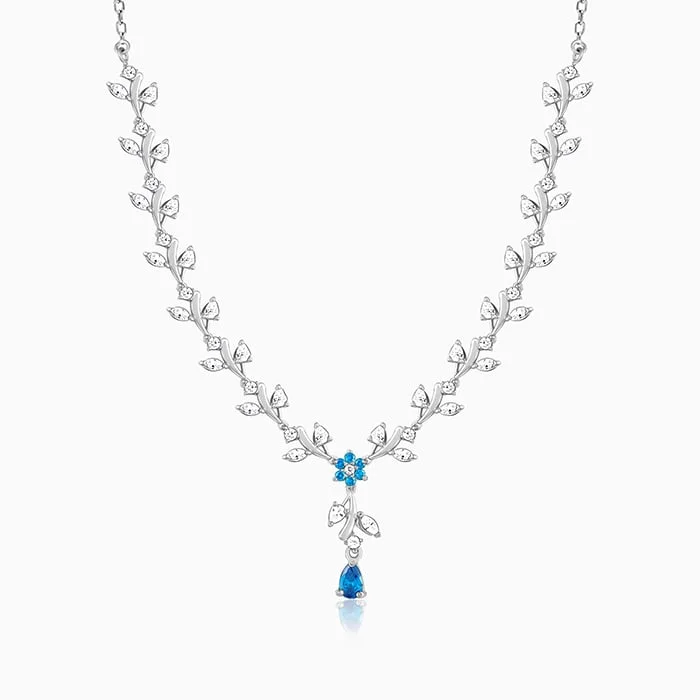 Shop Classic Women's  Necklaces & Pendants with a Modern Twist-Silver Blue Daisy Necklace