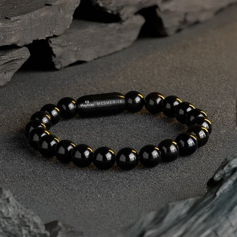 Vintage Style Bracelets for Men-Grounding Black Obsidian Natural Stone Bracelet with MagSnap 2 Vintage Style Bracelets for Men-Grounding Black Obsidian Natural Stone Bracelet with MagSnap 2