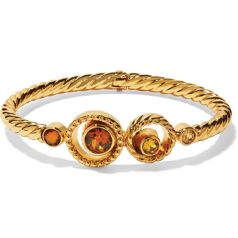 Women's Bangle Bracelets with Glass Details-Halo Glow Hinged Bangle
