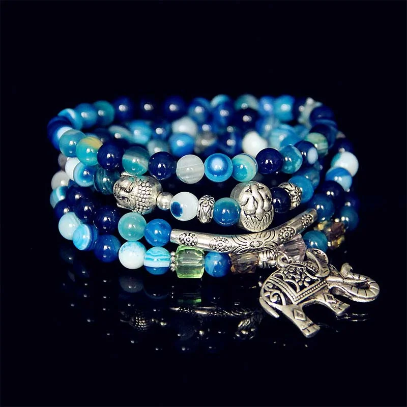 Beaded and Leather Bracelets for Men-Buddha Stones Natural Agate Elephant Buddha Hope Bracelet Beaded and Leather Bracelets for Men-Buddha Stones Natural Agate Elephant Buddha Hope Bracelet