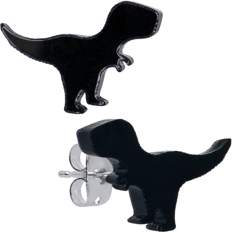 Women's Earrings – Elegant Designs for Every Personality--Black Acrylic Tyrannosaurus Rex Dinosaur Stud Earrings