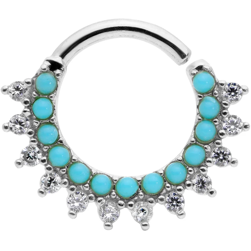 Women's Earrings – Elegant Designs for Every Personality--16 Gauge 5/16 Turquoise Western CZ Bendable Daith Cartilage