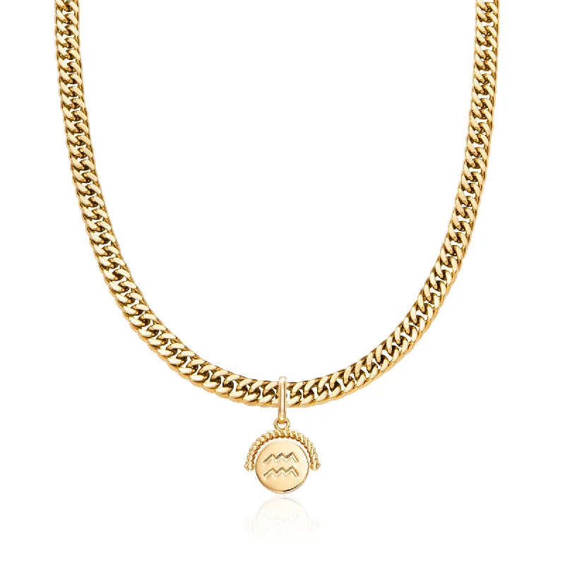 Shop Classic Women's Necklaces & Pendants with a Modern Twist-Zodiac Coin Curb Chain Necklace (Gold) Shop Classic Women's Necklaces & Pendants with a Modern Twist-Zodiac Coin Curb Chain Necklace (Gold)