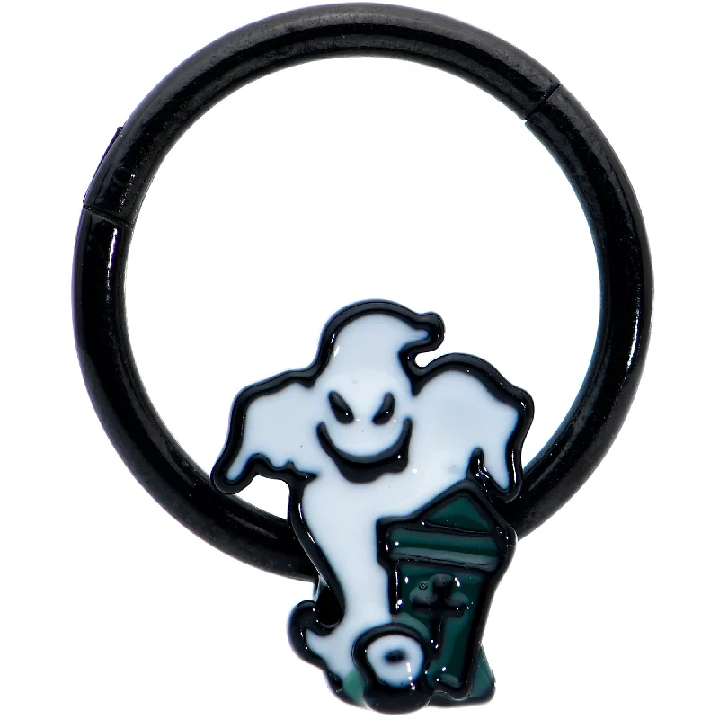 Nose Rings for Women’s Trendy Style -16 Gauge 3/8 Black Graveyard Ghost Halloween Hinged Segment Ring Nose Rings for Women’s Trendy Style -16 Gauge 3/8 Black Graveyard Ghost Halloween Hinged Segment Ring