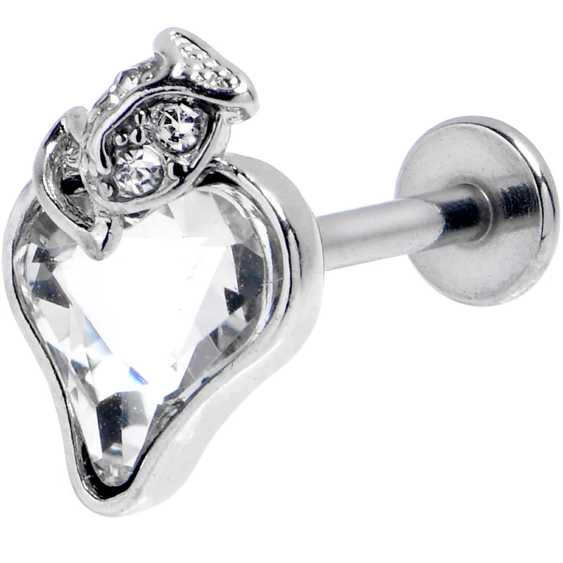 Classic Lip Rings with Unique Touches16 Gauge 5/16 Clear Gem Strawberry Love Labret Monroe Tragus
