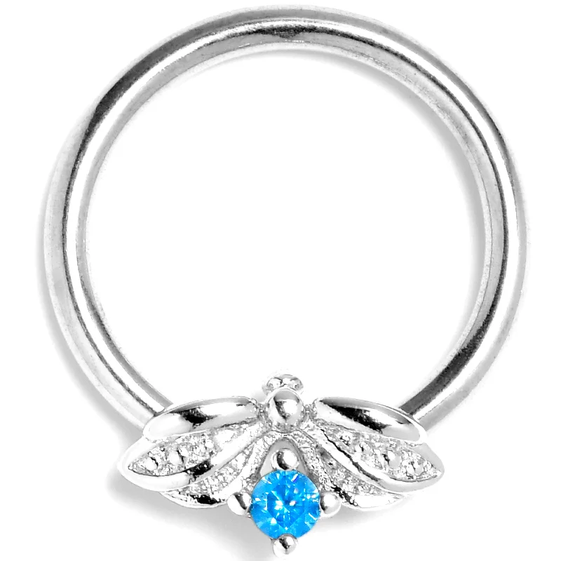 Timeless Nose Rings with Classic Style -16 Gauge 3/8 Blue Gem Beauty Bug Insect BCR Captive Ring