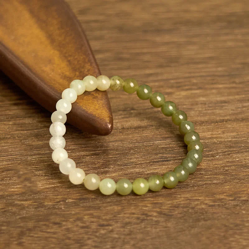 Men's Bracelets with Spiritual Stones-Buddha Stones Hetian Jade Gradient Color Abundance Bracelet Men's Bracelets with Spiritual Stones-Buddha Stones Hetian Jade Gradient Color Abundance Bracelet