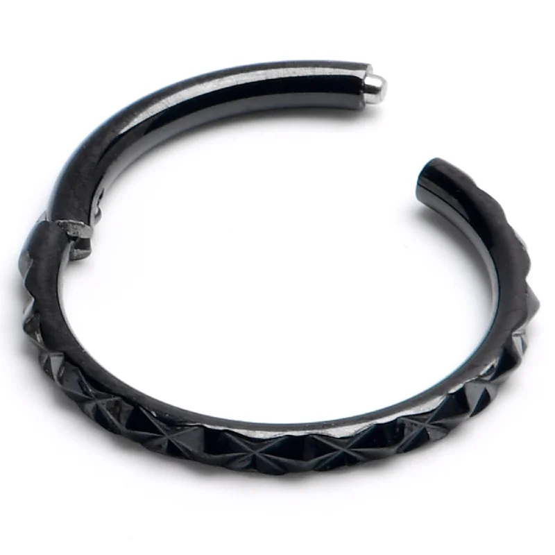 Nose Rings for Special Events -16 Gauge 3/8 Black Punk Texture Precision Hinge Segment Ring Nose Rings for Special Events -16 Gauge 3/8 Black Punk Texture Precision Hinge Segment Ring