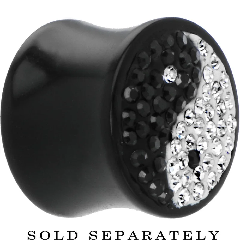 Women's Earrings – Elegant Designs for Every Personality--5/8 Gauge Crystal Ying Yang Saddle Plug