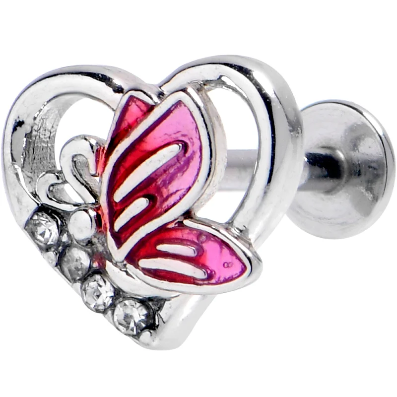 Designer Lip Rings for Exclusive Look16 Gauge 5/16 Clear Gem Butterfly Love Heart Labret Monroe Tragus