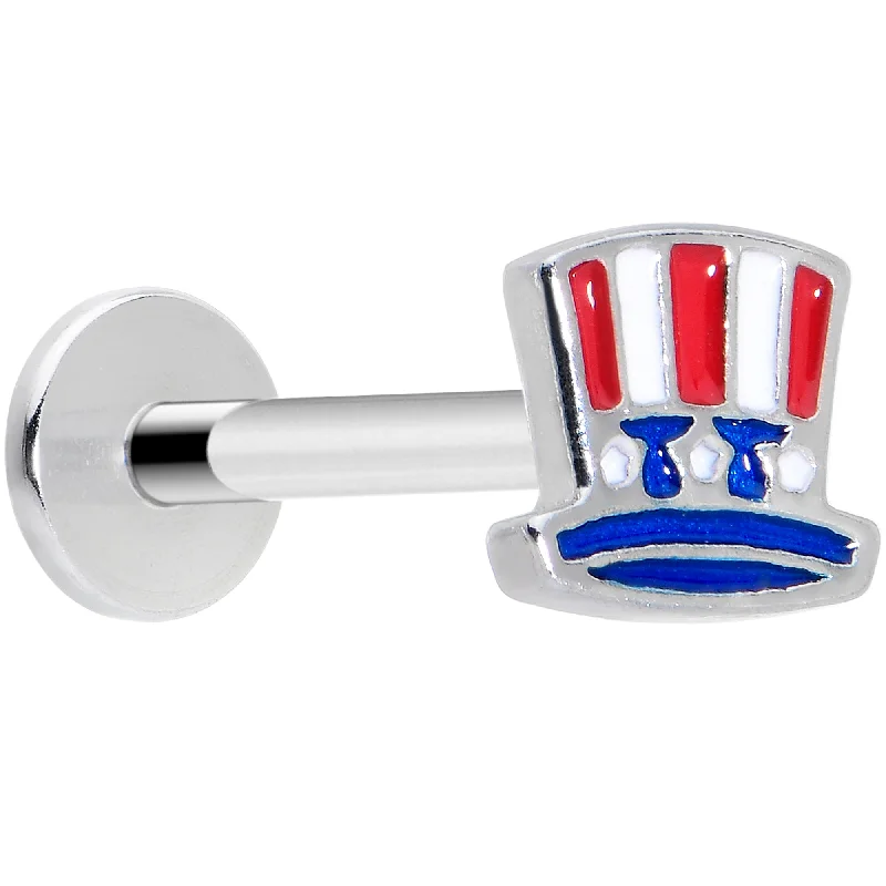 Comfortable Lip Rings for Sensitive Piercings16 Gauge 5/16 Patriotic Uncle Sam Top Hat Labret Monroe Tragus