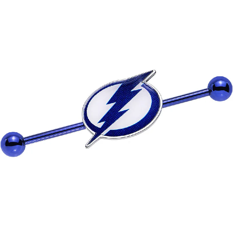 Women's Earrings – Elegant Designs for Every Personality--Licensed Blue Anodized NHL Tampa Bay Lightning Industrial Barbell 38mm Women's Earrings – Elegant Designs for Every Personality--Licensed Blue Anodized NHL Tampa Bay Lightning Industrial Barbell 38mm
