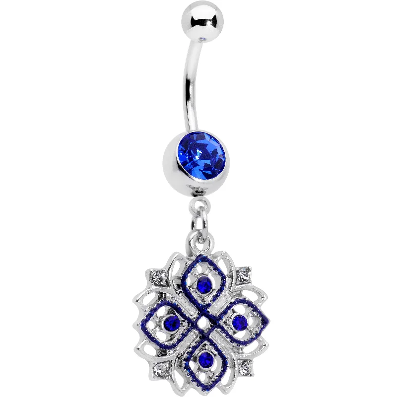 Beautiful Belly Rings with Radiant Stones -Clear Blue Gem Embellished Cross Dangle Belly Ring Beautiful Belly Rings with Radiant Stones -Clear Blue Gem Embellished Cross Dangle Belly Ring