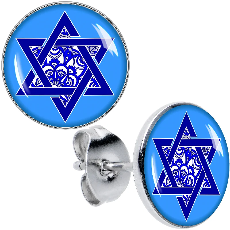 Women's Earrings – Elegant Designs for Every Personality--Floral Star of David Stud Earrings Women's Earrings – Elegant Designs for Every Personality--Floral Star of David Stud Earrings