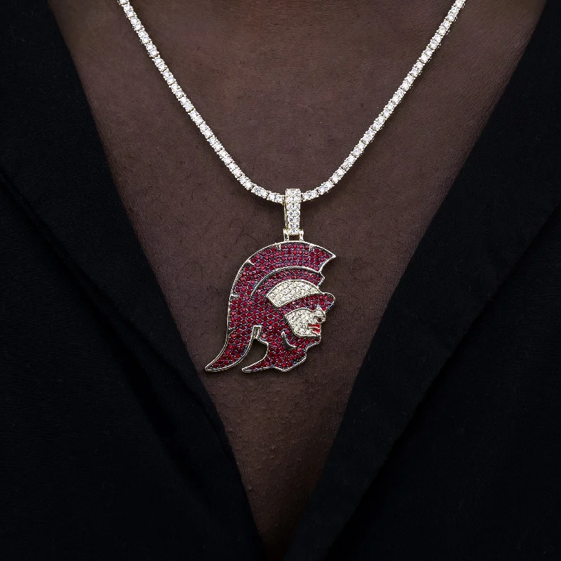 Elegant Beaded Bracelets for Men-USC Trojans Head Official NCAA Pendant
