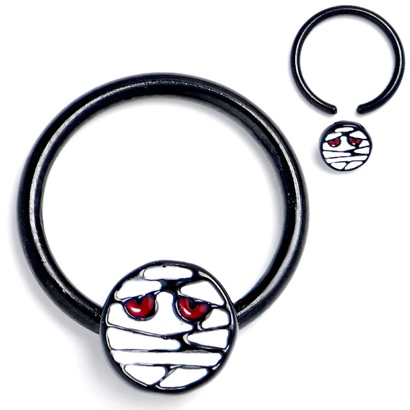 Women's Earrings – Elegant Designs for Every Personality--16 Gauge 5/16 Black Halloween Mummy BCR Captive Ring Women's Earrings – Elegant Designs for Every Personality--16 Gauge 5/16 Black Halloween Mummy BCR Captive Ring