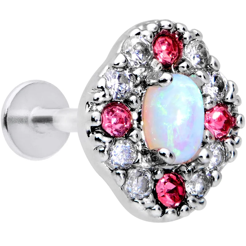 Sparkling Lip Rings for Extra Glam16 Gauge 5/16 White Synthetic Opal Glam Oval Labret Monroe Tragus